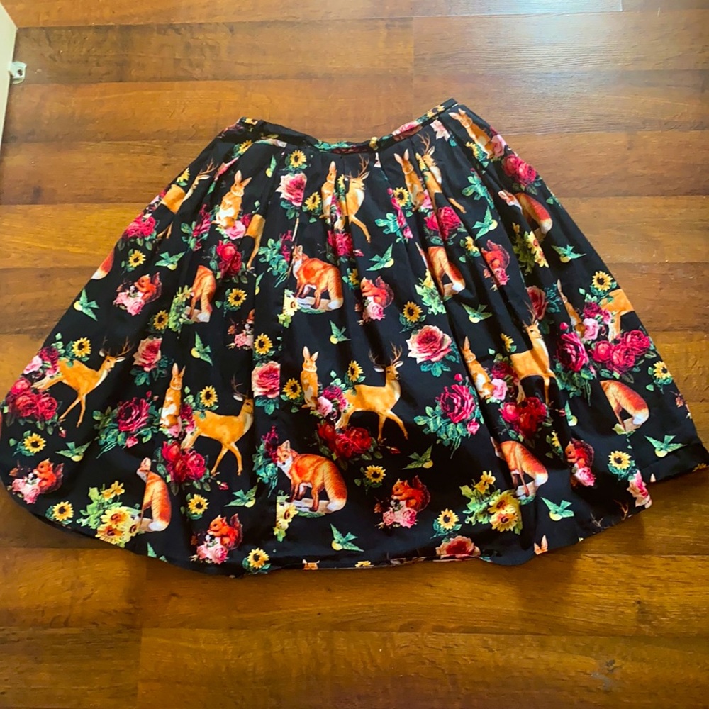 Cute Hell Bunny Vixen Skirt with woodland creature pattern!